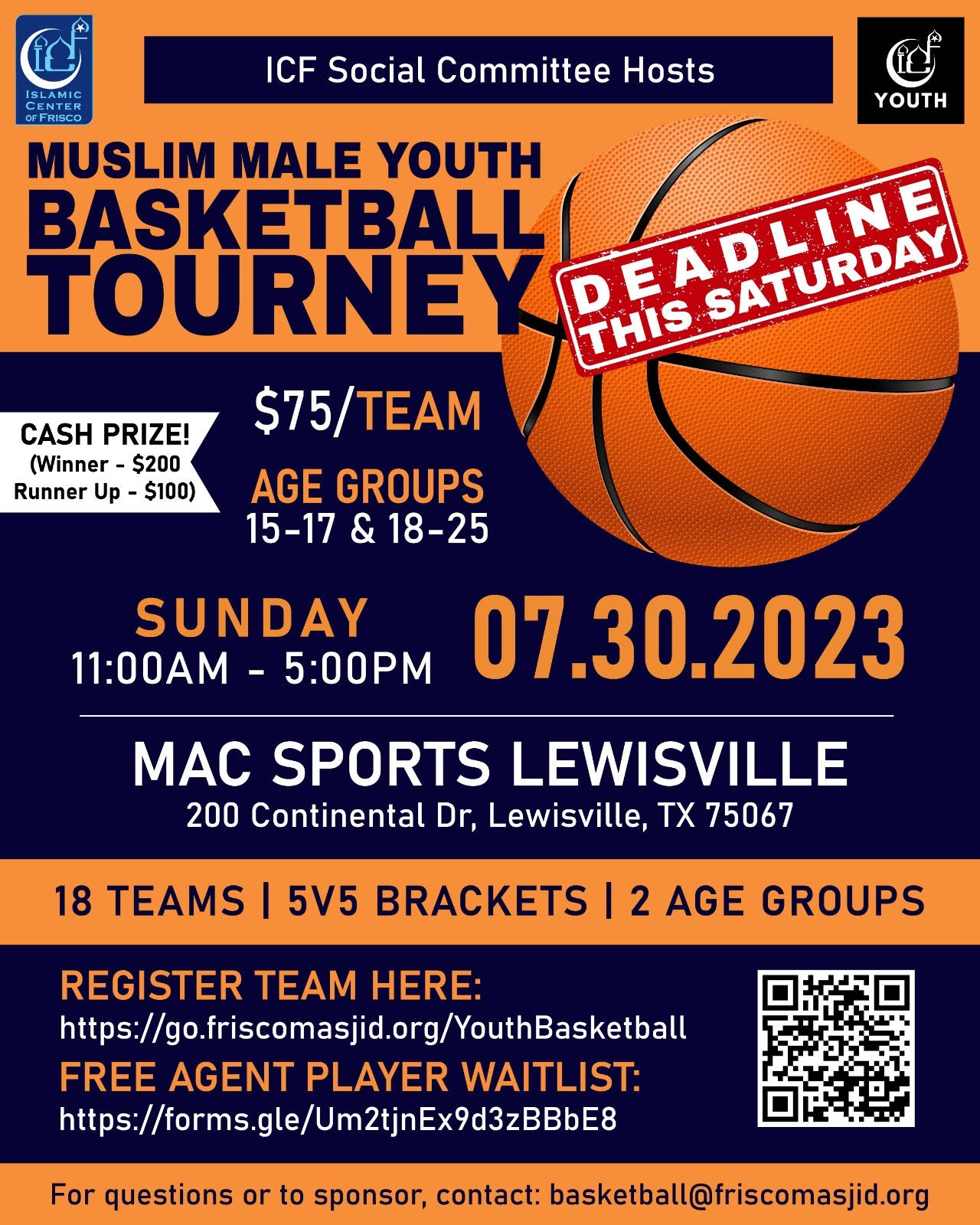 Youth Basketball Tourney July 2023Youth Events Frisco Masjid